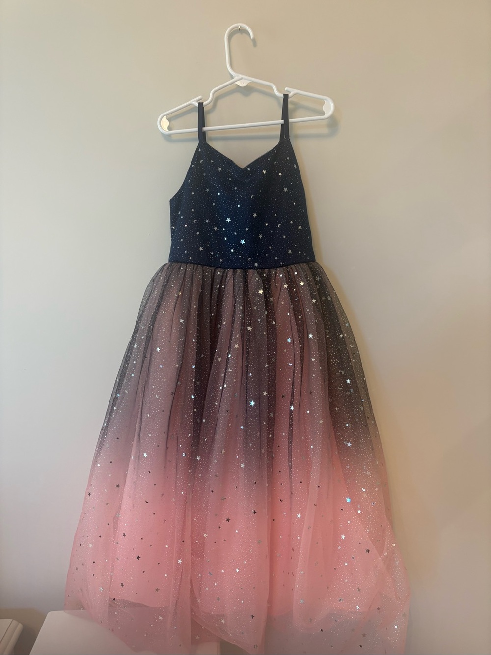 Girls Navy and Pink Star Ombre Tulle Dress